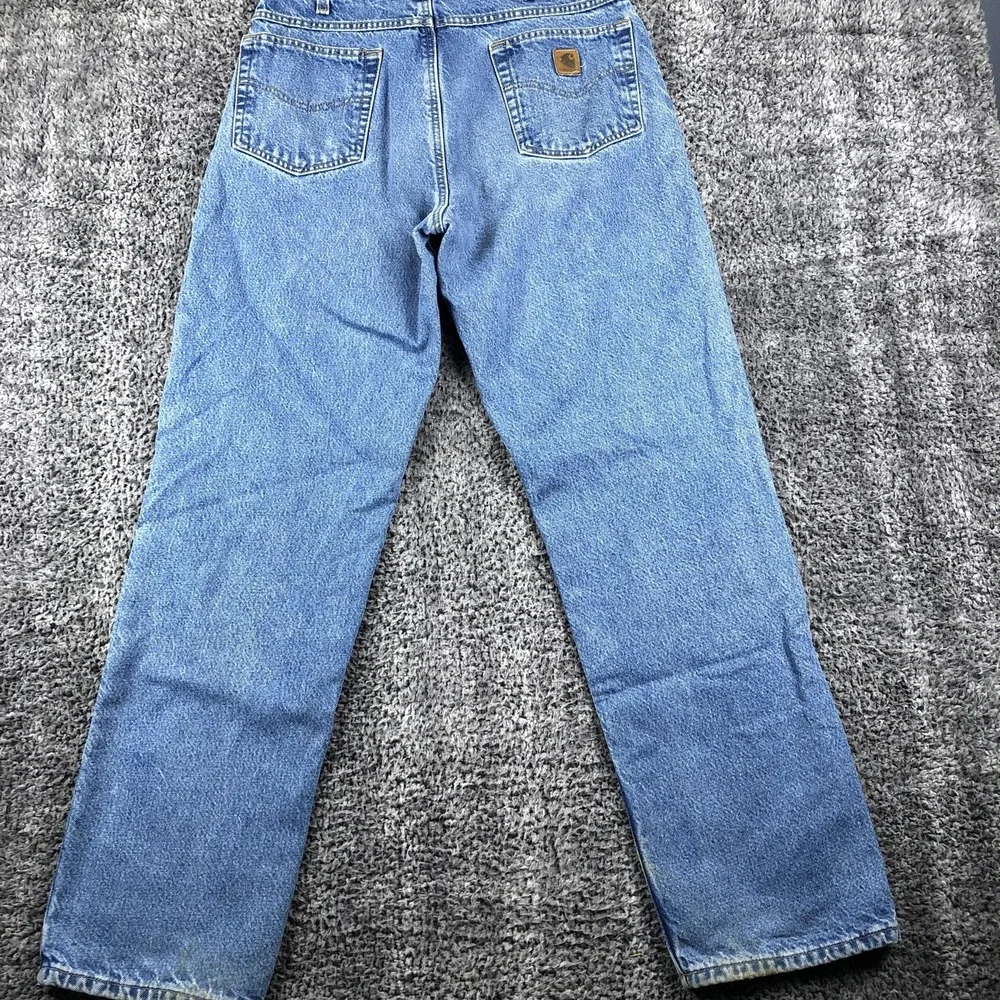 Carhartt Jeans‎ Mens 32x32 Blue Relaxed Fit Straight Leg Denim Flannel Lined